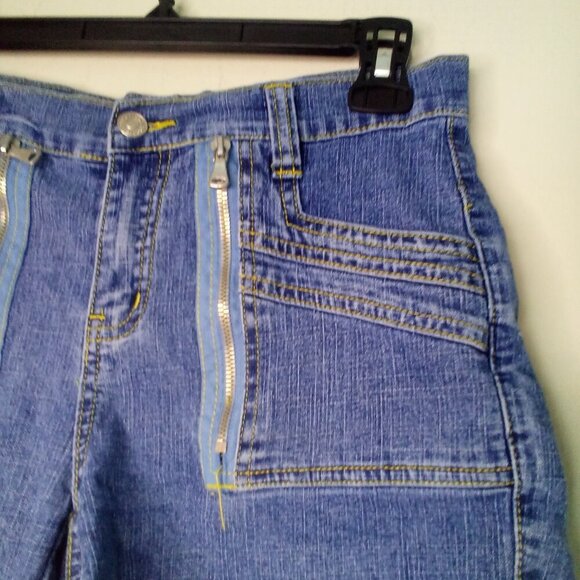 CJ Jeans Shorts Juniors 5 90s Y2K Zipper Detail Pockets Denim Blue - Picture 7 of 13